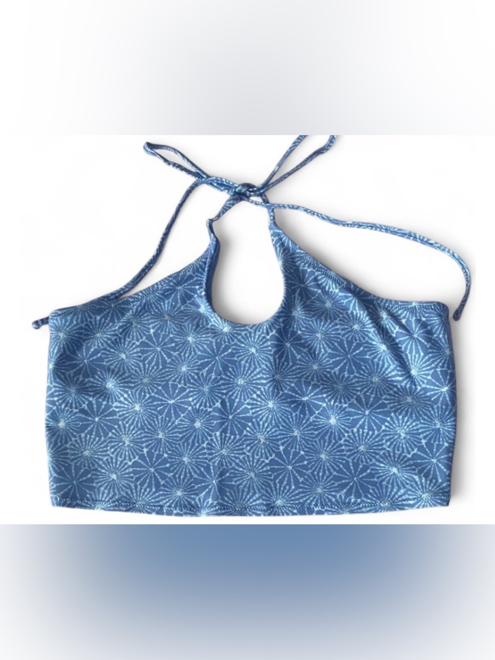 Aerie Real Good Blue Floral Bandeau Bikini Swim Top